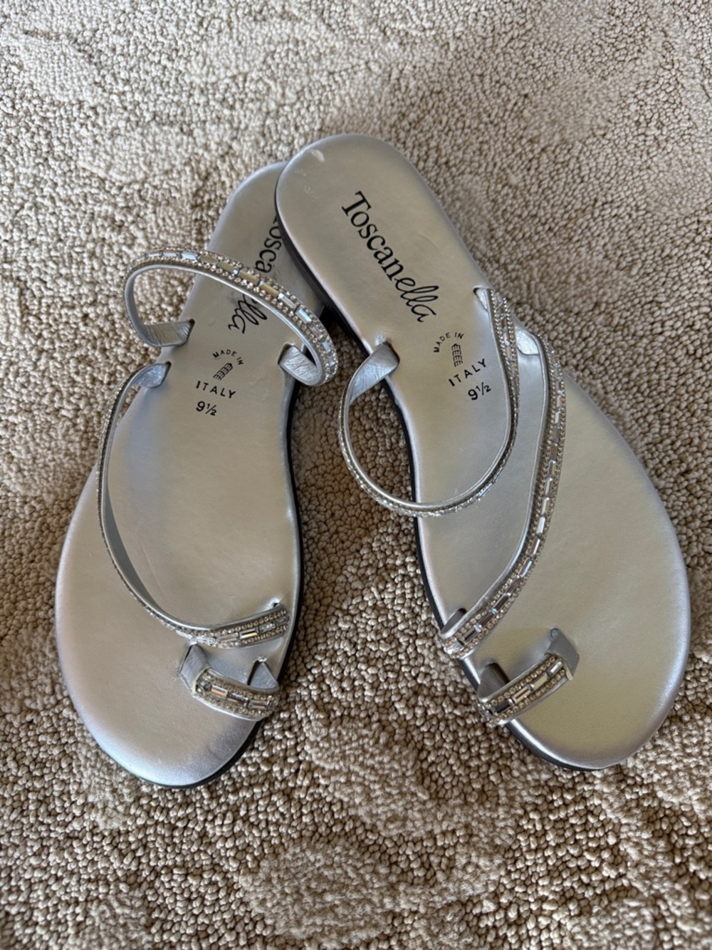 Women's Silver Rhinestone Strappy Sandals